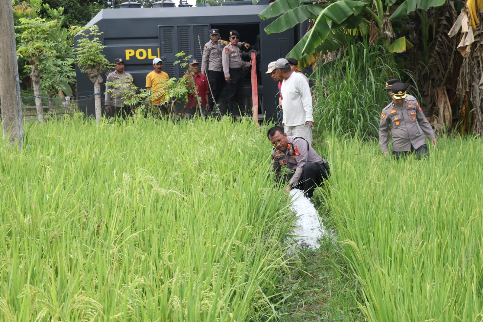 Water Canon Polres Bulukumba Bantu Petani Atasi Kekeringan Sawah